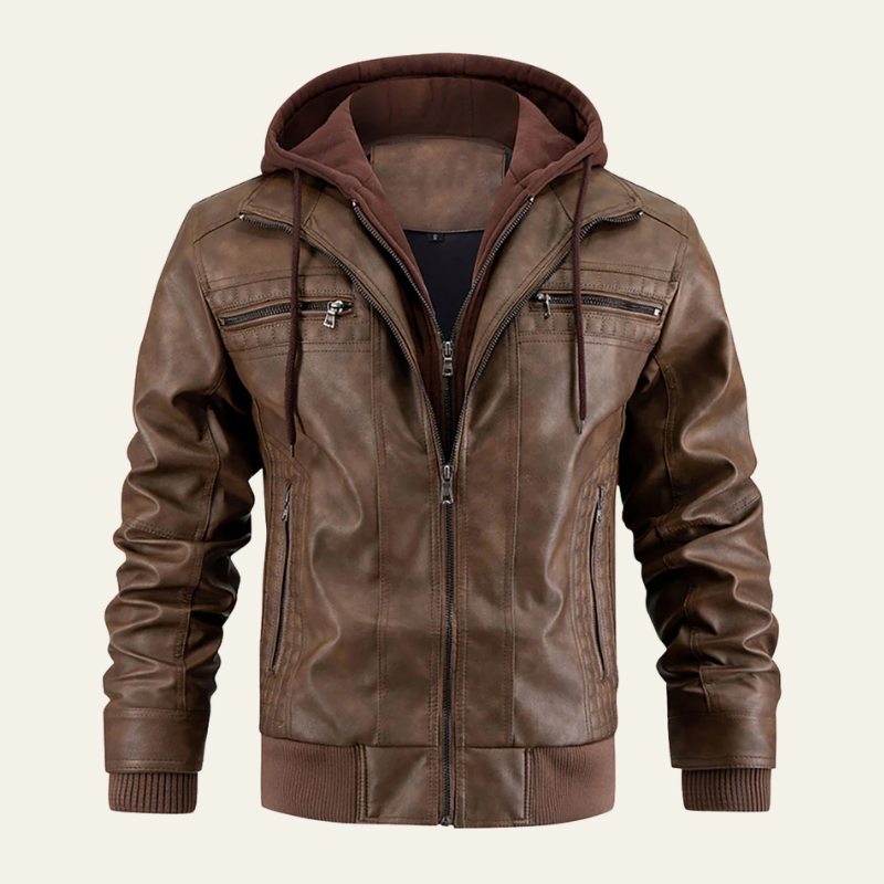 The Palermo Hooded Biker Faux Leather Jacket