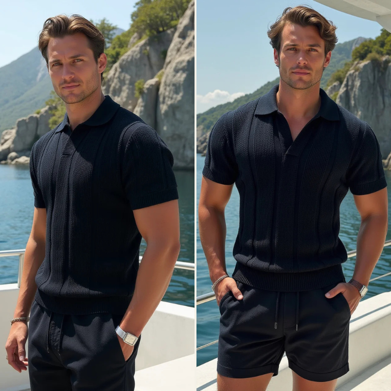 The Marseille Ribbed Cotton Knit Polo